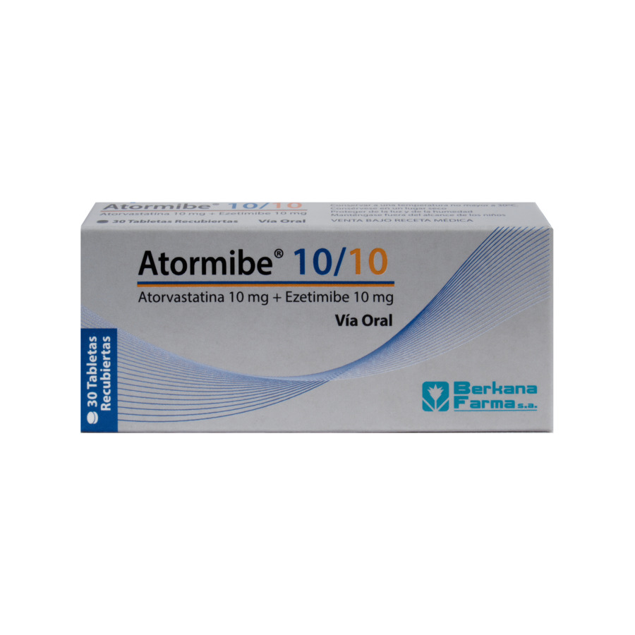 Imagen para  ATORMIBE 10 mg x 10 mg BERKANA x 30 Tabletas Recubiertas                                                                        de Pharmacys