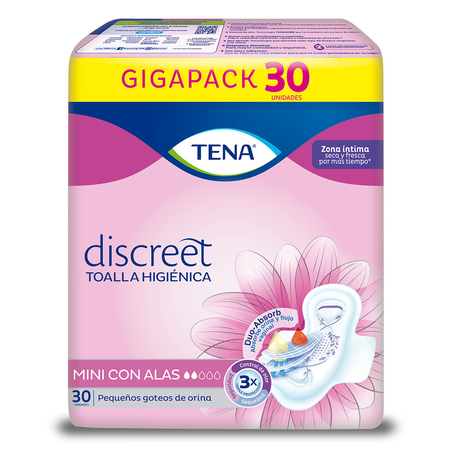 Imagen de Toallas sanitarias tena discreet mini estándar 30 unidades