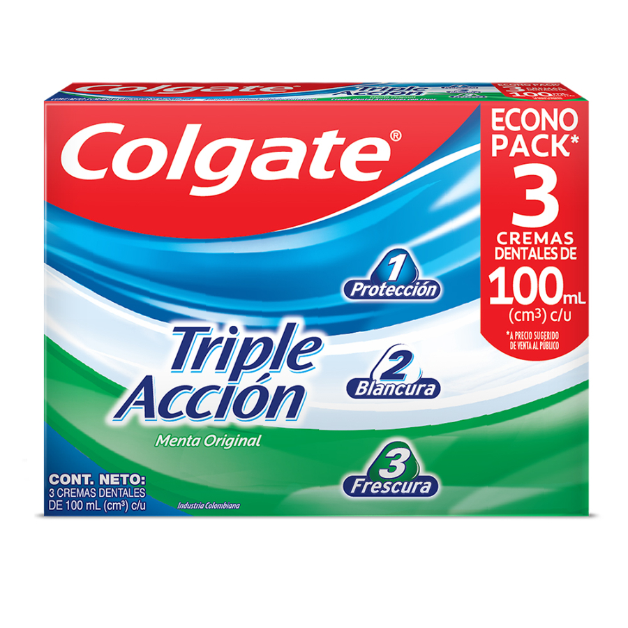Imagen de Crema dental colgate triple acción 3 x 100 ml