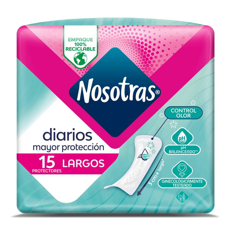 Imagen de Protectores diarios nosotras largos control olor x 15 unds