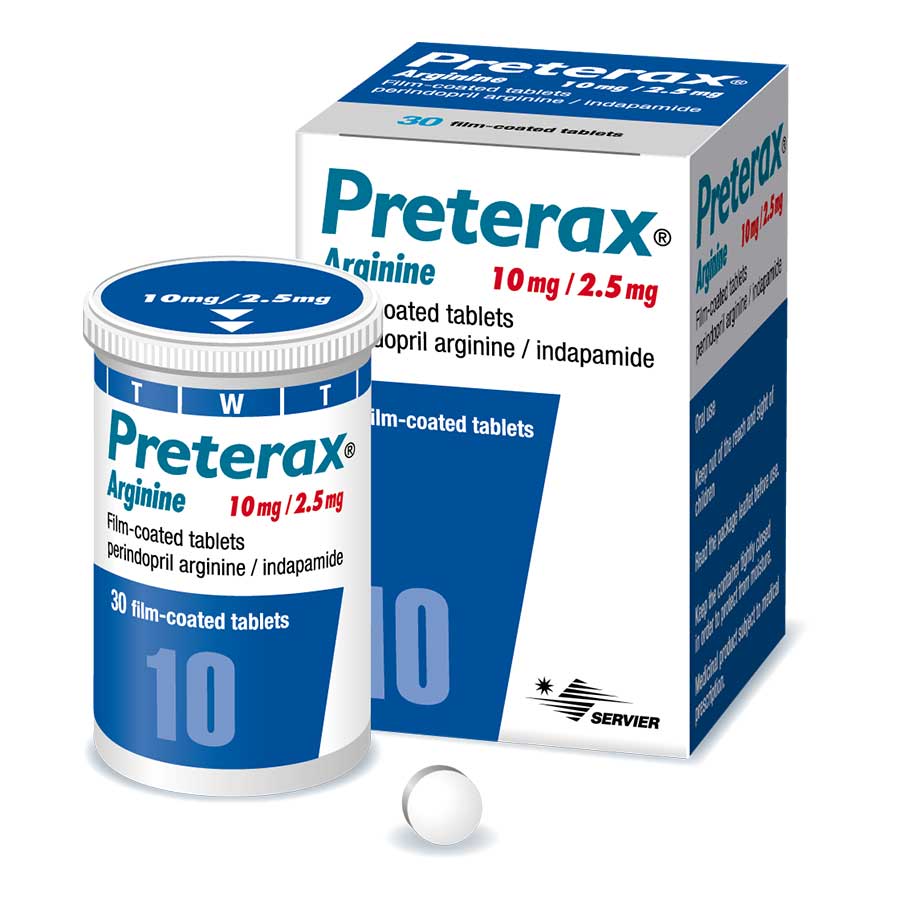 Imagen para  PRETERAX 10 mg x 2.5 mg QUIFATEX x 30 Comprimido Recubierto                                                                     de Pharmacys