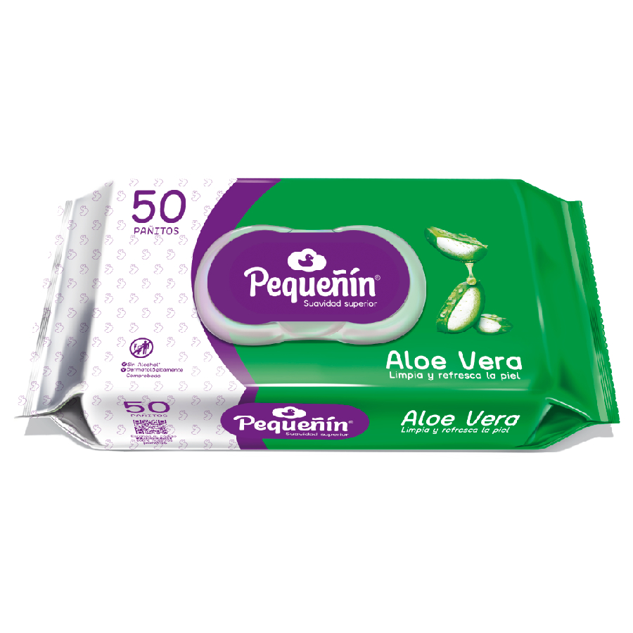 Imagen de Toallita húmeda pequeñin aloe 50 unidades
