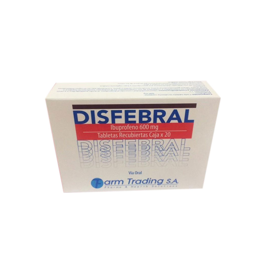 Imagen para  DISFEBRAL 600 mg FARMTRADING x 20 Tabletas Recubiertas                                                                          de Pharmacys