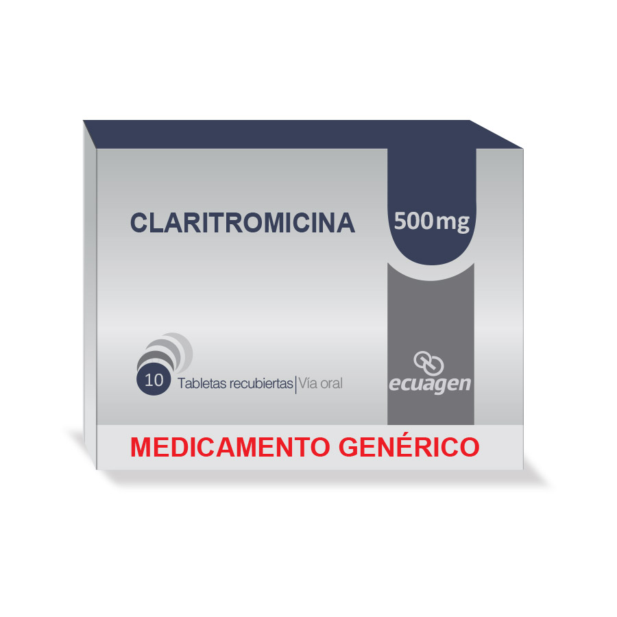Imagen de  CLARITROMICINA 500 mg ECUAGEN x 10 Tableta