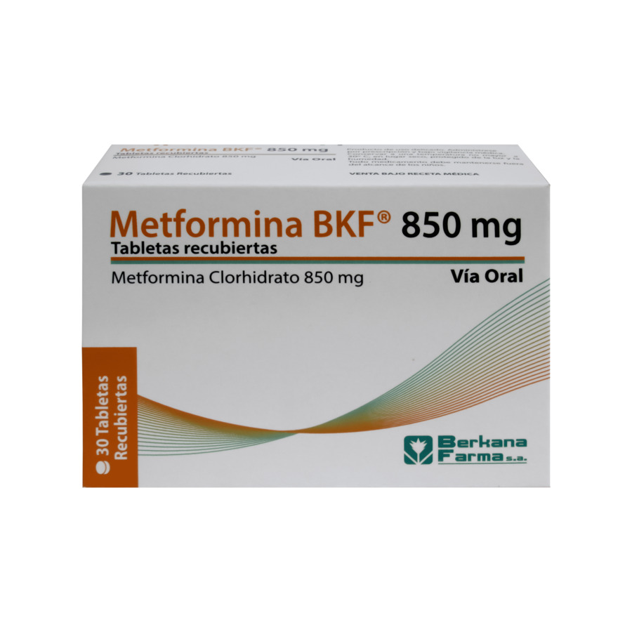 Imagen para  METFORMINA 850 mg BERKANA x 30 Tabletas Recubiertas                                                                             de Pharmacys