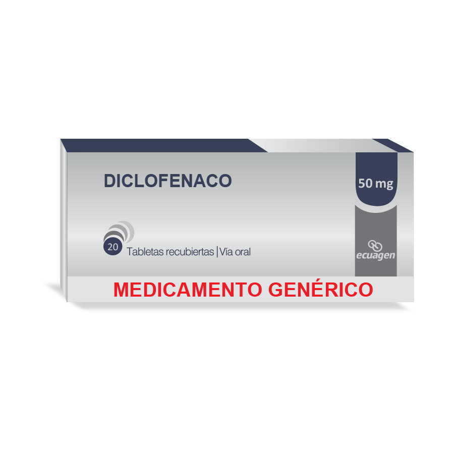 Imagen de  DICLOFENACO SODICO 50 mg ECUAGEN x 20 Tableta Recubierta