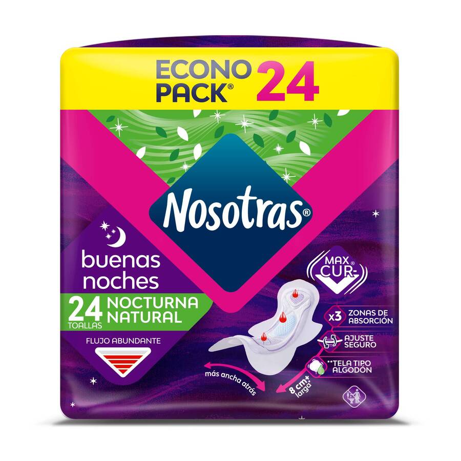 Imagen de Toallas Sanitarias Nosotras Buenas Noches Natural 24 Unds