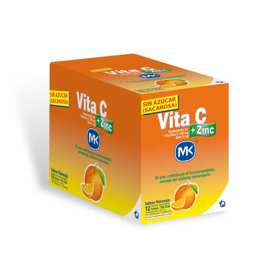 Imagen de  Vitamina C VITA-C Naranja 500 mg x 5mg Tableta Masticable x 12