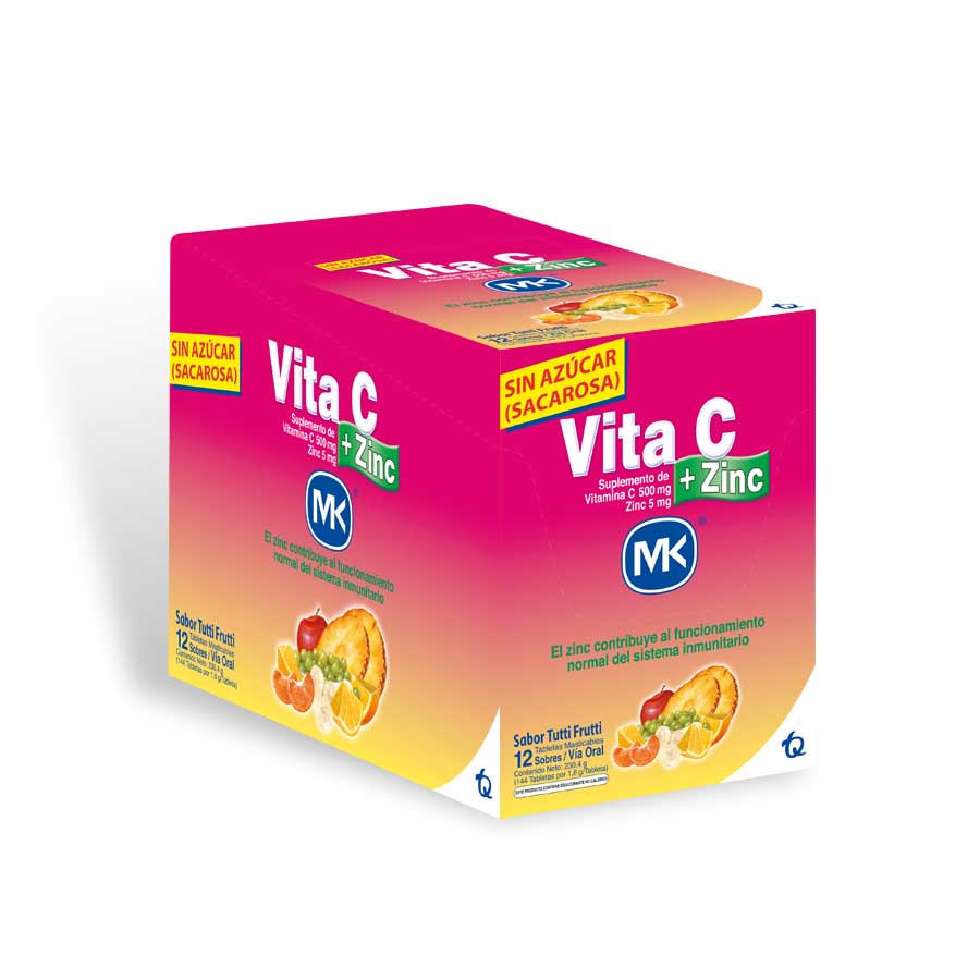 Imagen de Vitamina c vita-c frutas 500 mg x 5 mg tableta masticable x 12
