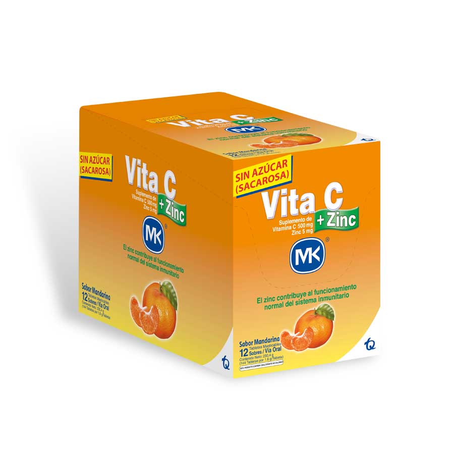 Imagen de  Vitamina C VITA-C Zinc de Mandarina  500 mg x 5mg Tableta Masticable x 12