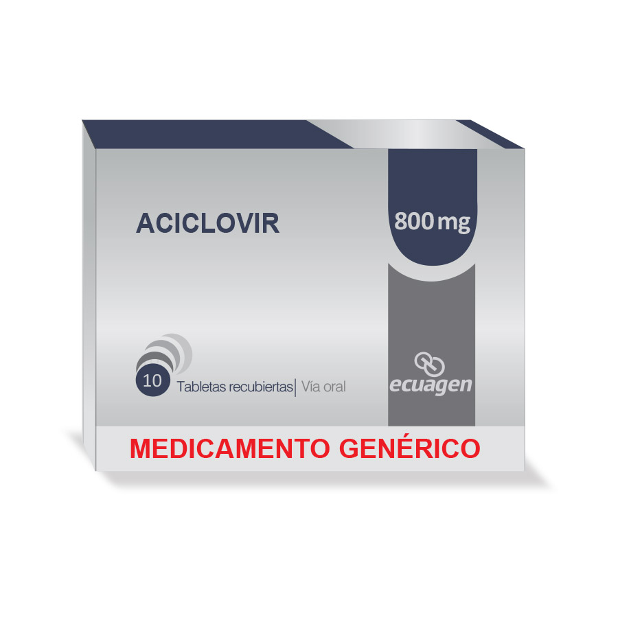Imagen para  ACICLOVIR 800 mg ECUAGEN x 10 Tableta Recubierta                                                                                de Pharmacys