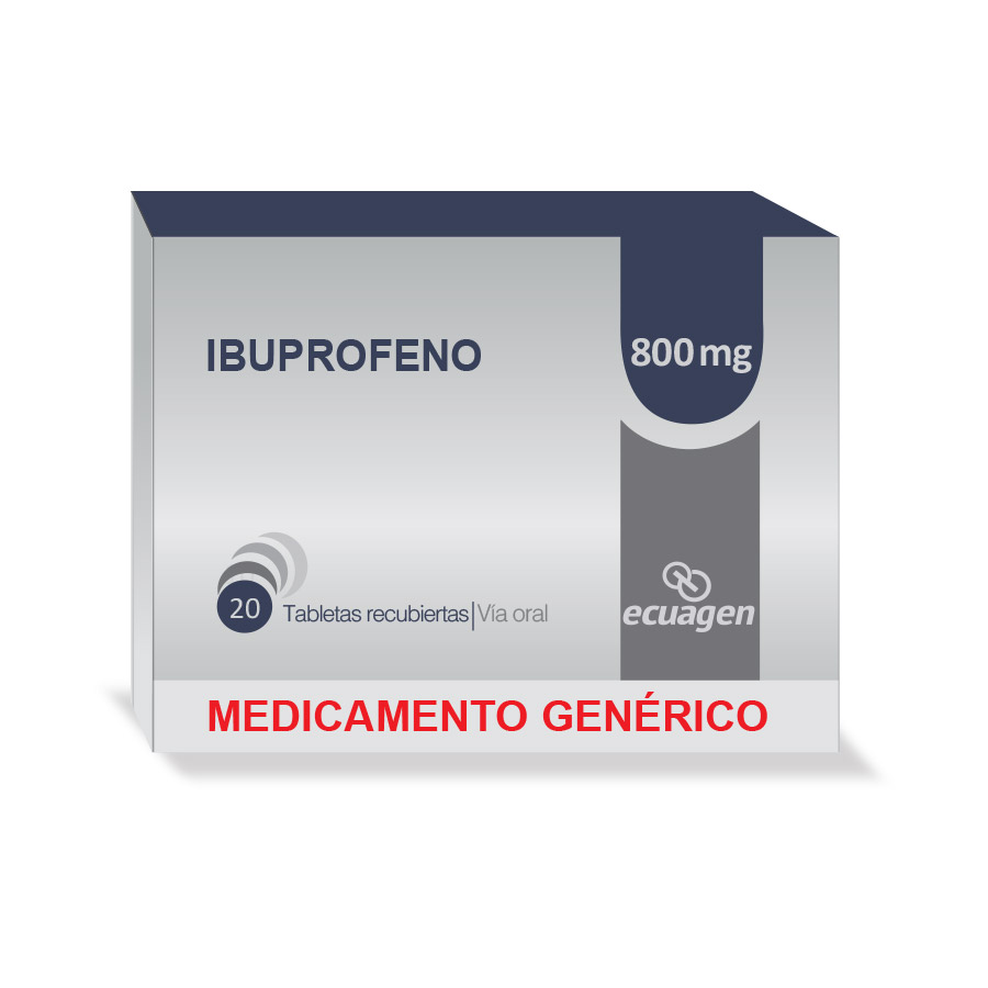 Imagen para  IBUPROFENO 800 mg ECUAGEN x 20 Tableta Recubierta                                                                               de Pharmacys