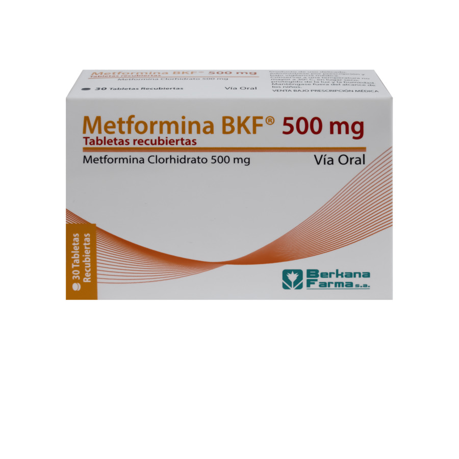 Imagen de  METFORMINA 500 mg BERKANA x 30 Tabletas Recubiertas