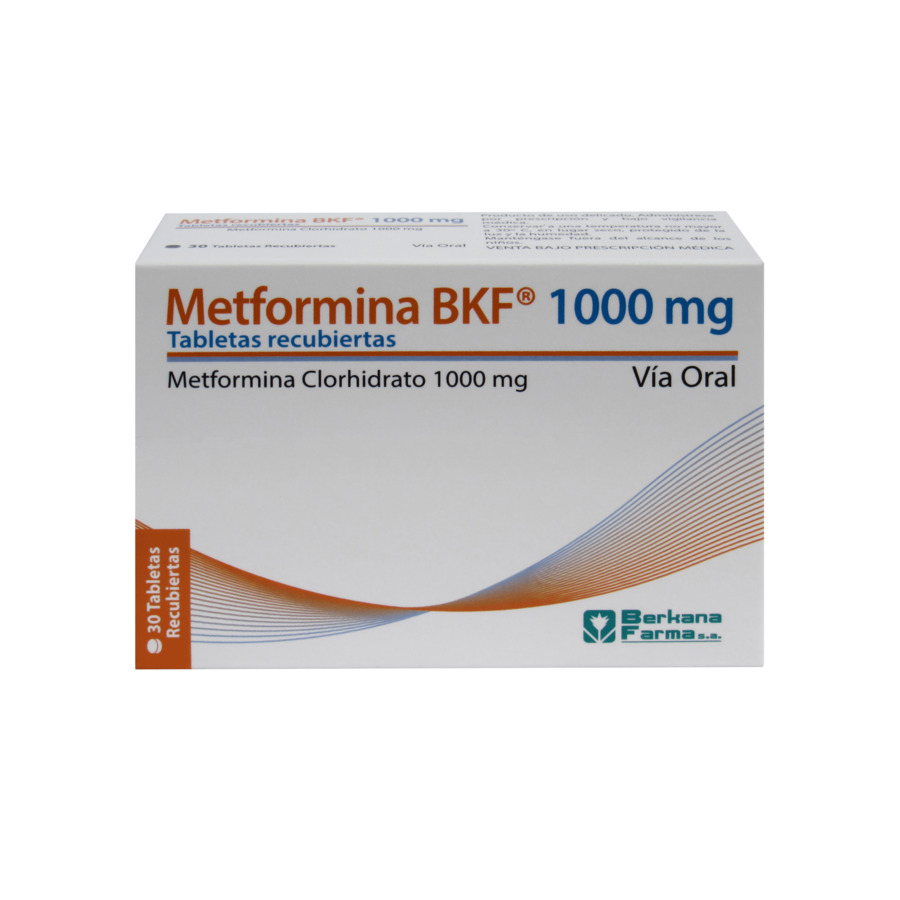 Imagen para  METFORMINA 1000 mg BERKANA x 30 Tabletas Recubiertas                                                                            de Pharmacys