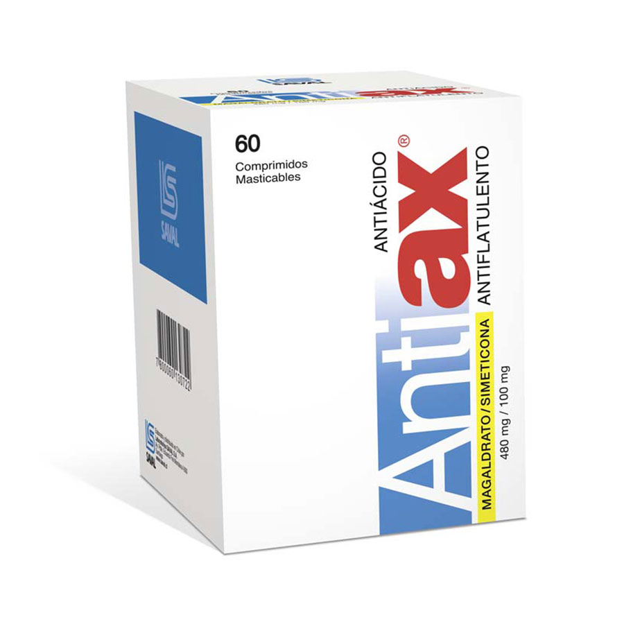 Imagen de  Antiácido ANTIAX 480 mg x 100 mg Tableta masticable x 60
