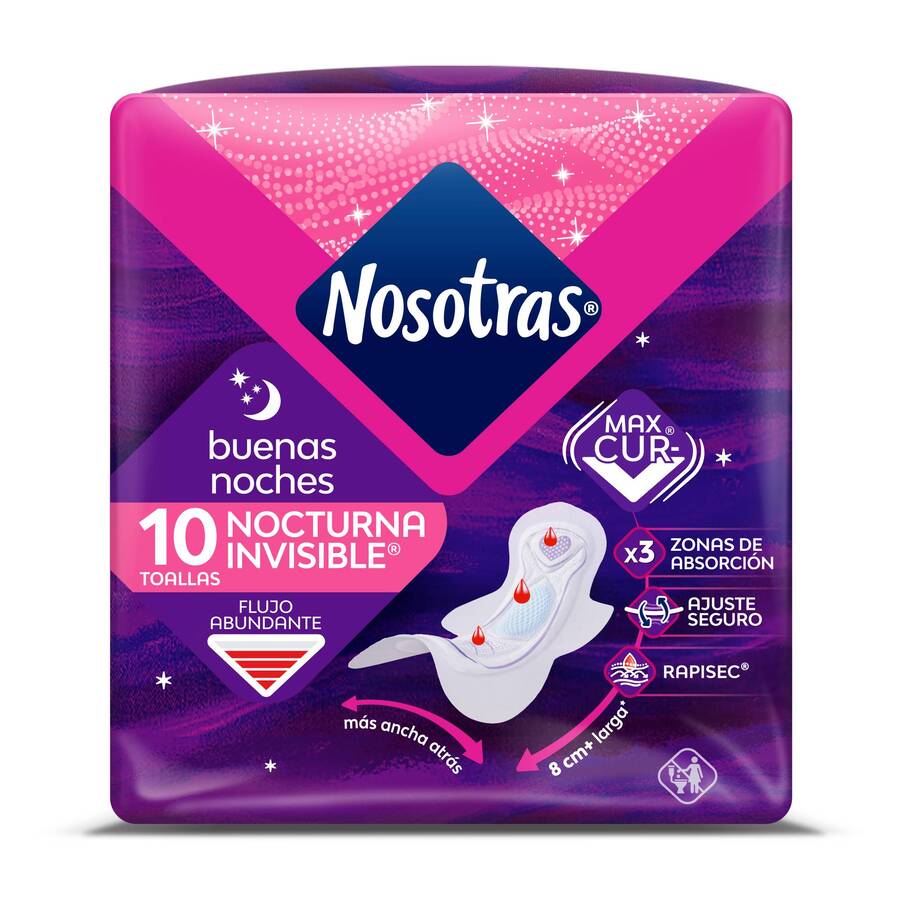 Imagen de  Toalla Sanitaria NOSOTRAS Buenas Noches Invisible Rapisec 88366 x 10 unds