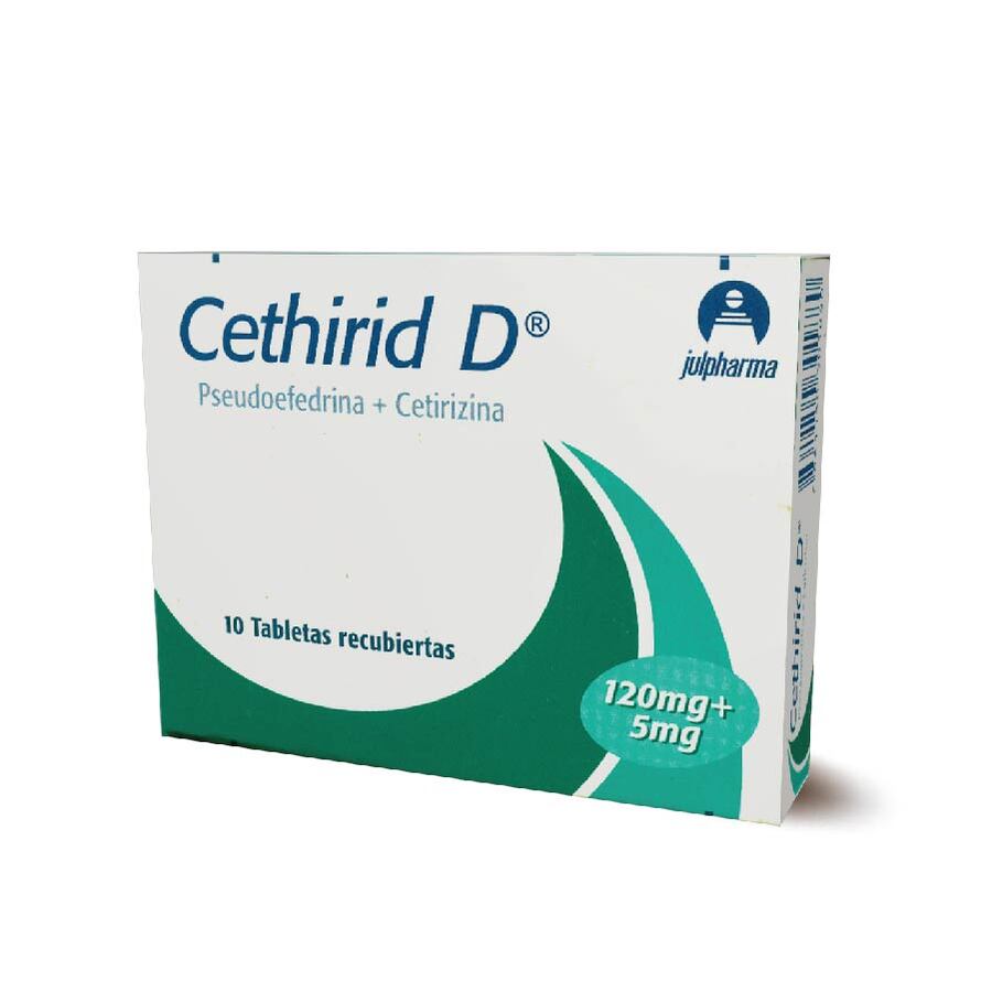Imagen para  CETHIRID 5 mg x 120 mg DYVENPRO x 10 Tabletas Recubiertas                                                                       de Pharmacys