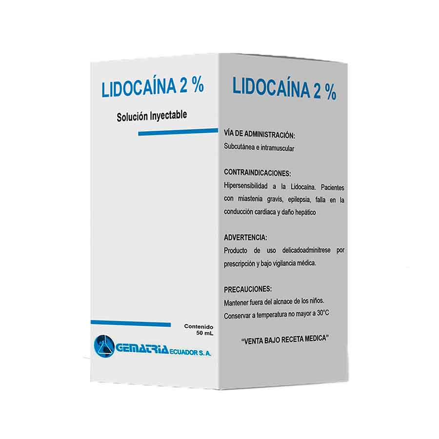 Imagen de  LIDOCAINA 2% GEMATRIAECUADOR Ampolla Inyectable