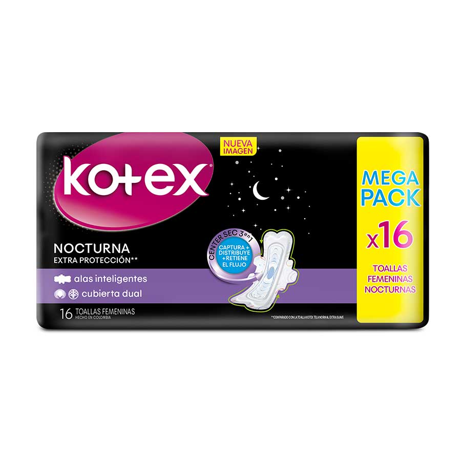 Imagen de  Toallas Sanitarias KOTEX Evolution de Noche con Alas  90921 16 unidades