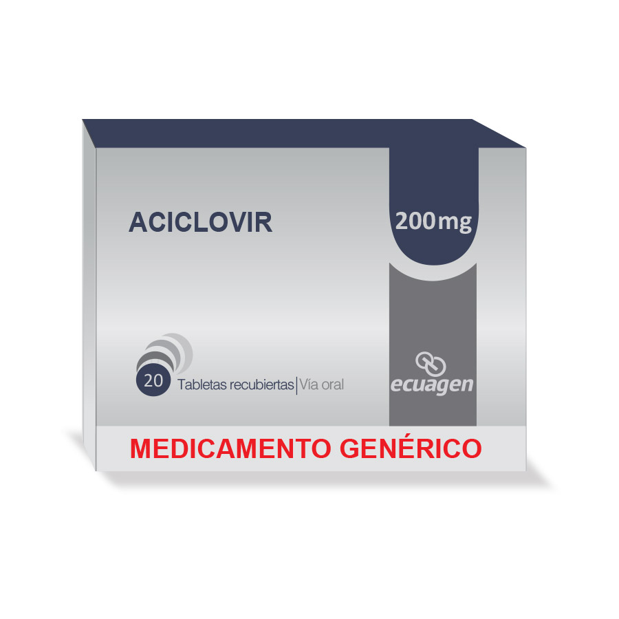 Imagen de  ACICLOVIR 200 mg ECUAGEN x 20 Tableta Recubierta