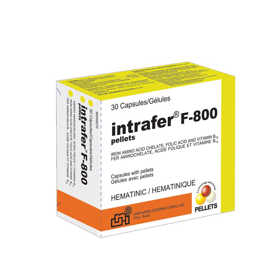 Imagen para  INTRAFER 150 mg x 800 mcg x 8 mcg UNIPHARM x 30 Cápsulas                                                                       de Pharmacys