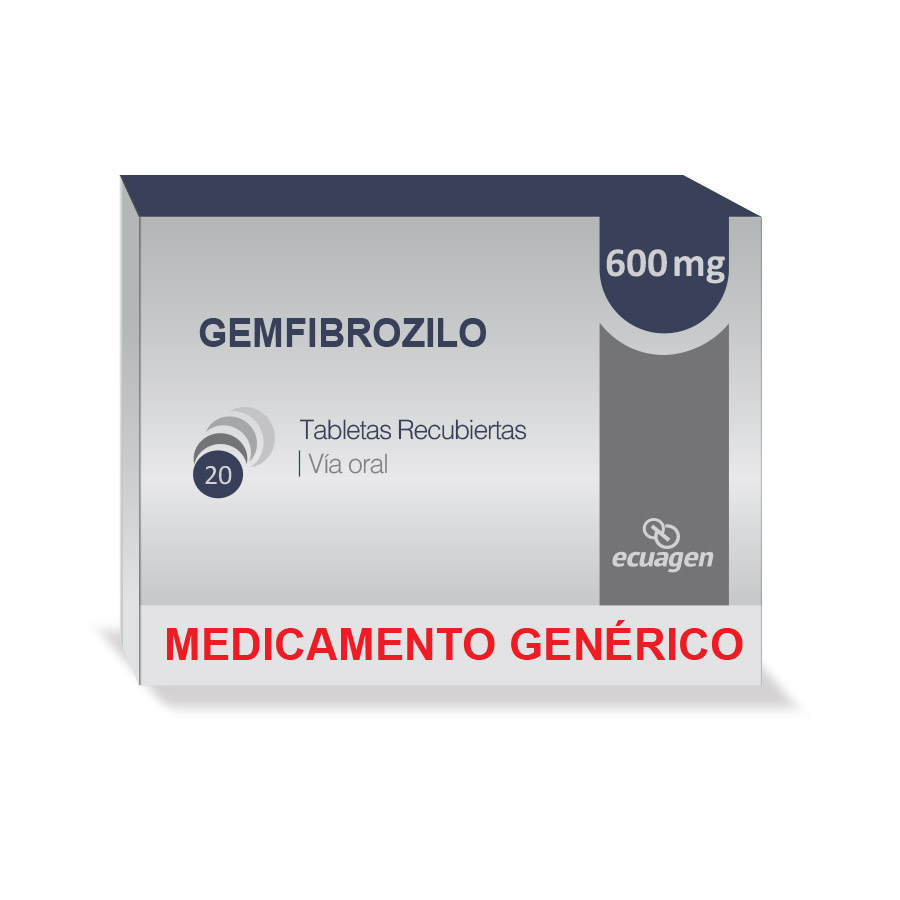 Imagen de  GEMFIBROZILO 600 mg ECUAGEN x 20 Tableta Recubierta