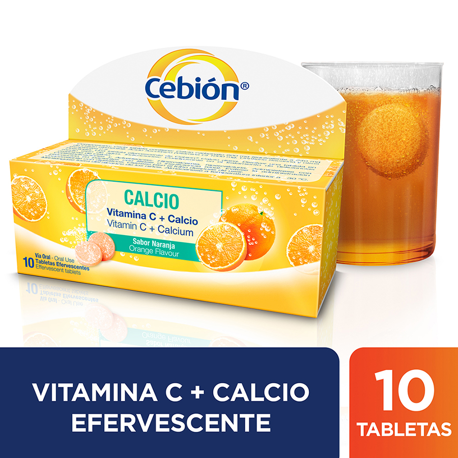 Imagen de Cebion calcio 1000 mg x 600 mg tableta efervescente x 10