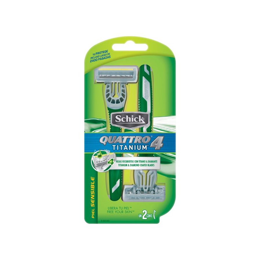 Imagen de Afeitadora desechable schick quatro titanium piel sensible 2 unidades