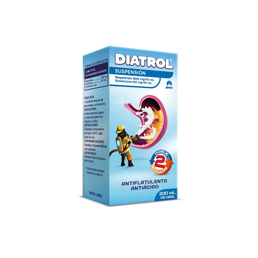 Imagen de Antiácido diatrol 800 mg x 60 mg suspensión 200 ml