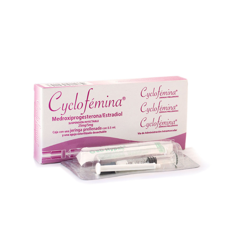 Imagen de  CYCLO FEMINA 25 mg x 5 mg GEDEONRICHTER Jeringa Prellena