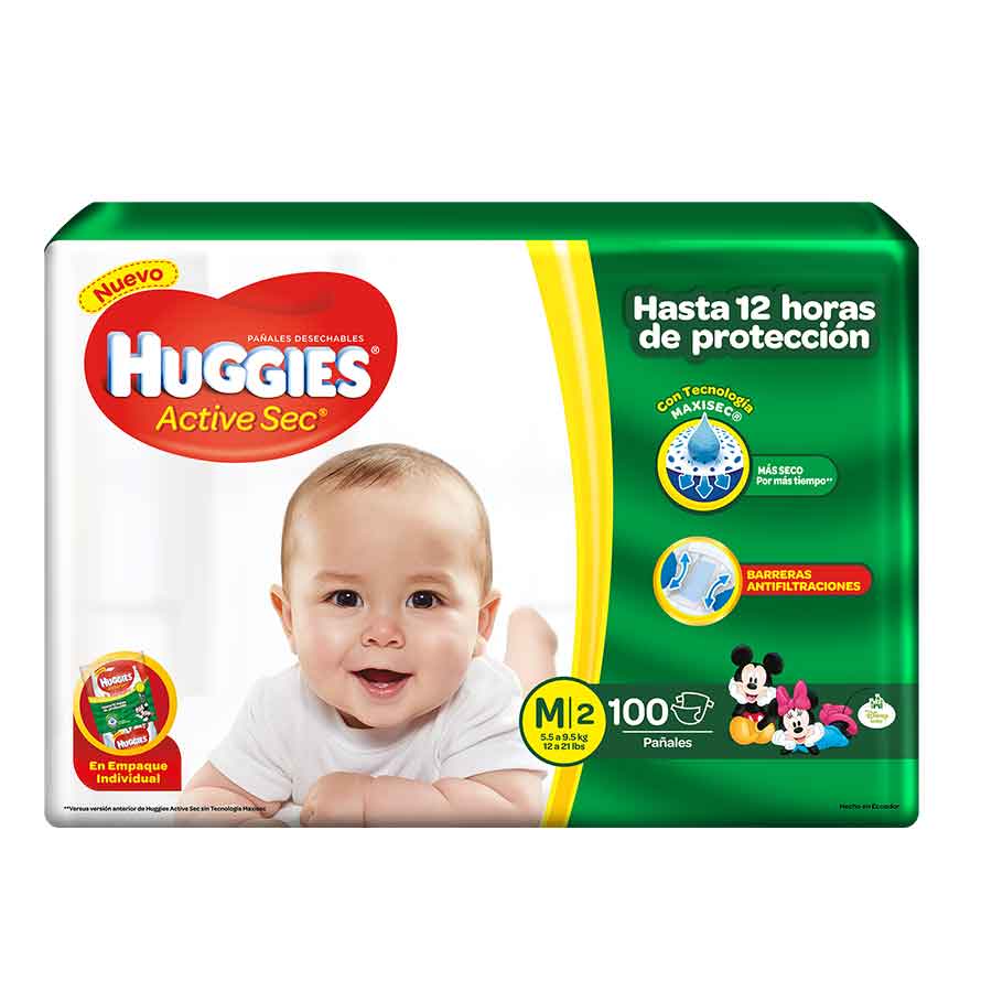 Imagen de Pañal huggies active sec single pack medium 100 unidades