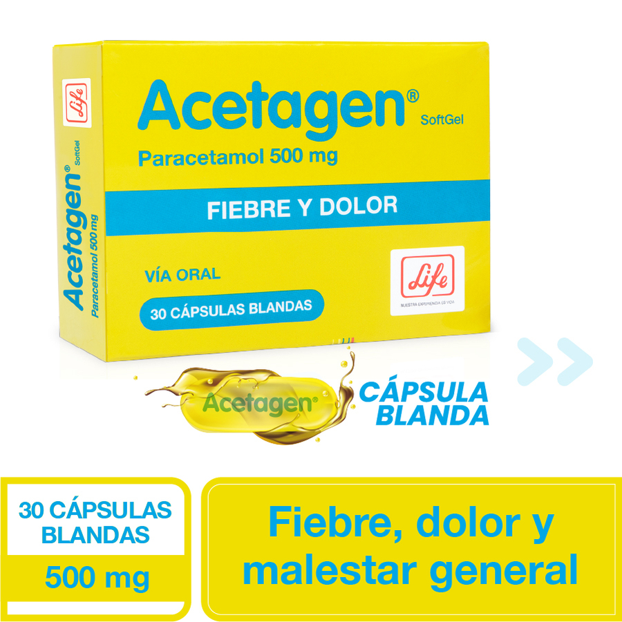 Imagen de  ACETAGEN 500 mg Cápsulas Blandas x 30