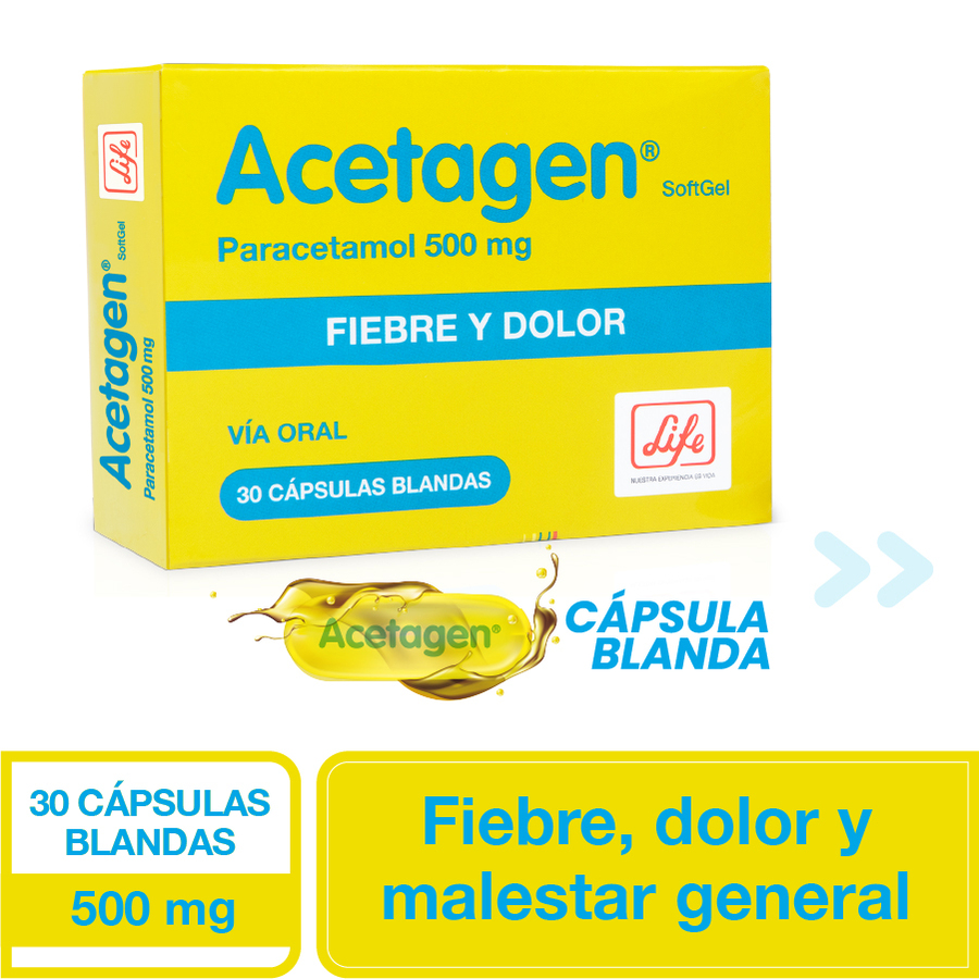 Imagen de Acetagen 500 mg cápsulas blandas x 30