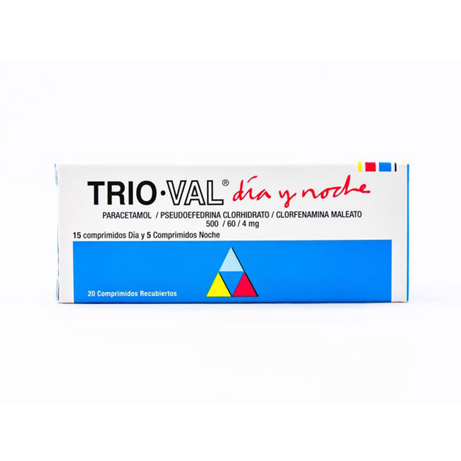 Imagen para  TRIOVAL 500 mg x 60 mg x 4 mg ECUAQUIMICA x 20 Día Noche Comprimidos                                                           de Pharmacys