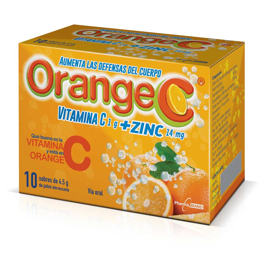Imagen de Orange c vitaminas sistema inmunológico 1g de vitamina c, 14 mg zinc x 10